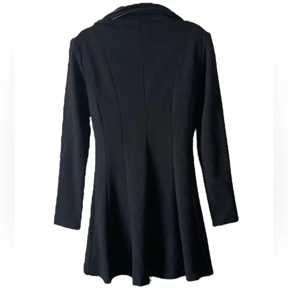 FRANK LYMAN | Black Peplum High-Low Ruffled Leather Trim Neckline Jacket Size 2 - Picture 3 of 7